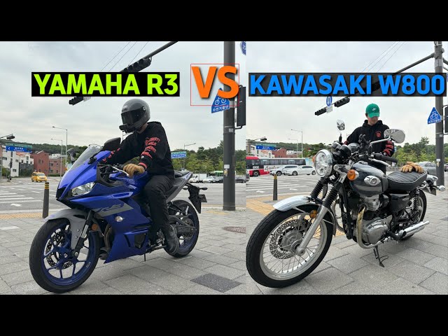 ヤマハ R3 vs カワサキ W800 試乗 |スポーツバイク vs クラシックバイク