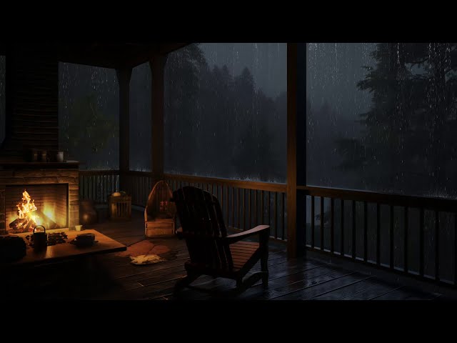 Soothing Rain Sounds for Sleeping 🌧️ Relax with Heavy Rain and Fireplace to Beat Insomnia 💤🔥