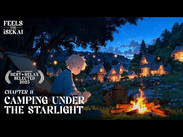 🎧 camping under the starlight 🏕️🌌 - Isekai Anime Relaxing Music | Fireplace & Night Ambience 🔥🌙