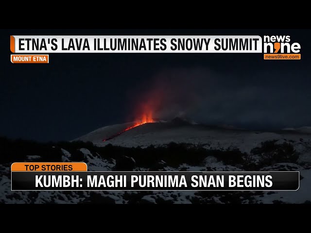 Mount Etna Eruption Lights Up Snowy Summit in Sicily | Lava | News9