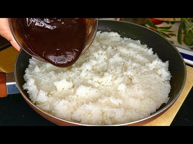 Pour the chocolate over the rice!! Village grandmother taught me this trick!!