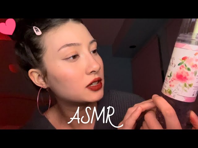 Perfume Collection ASMR - red vibes for Vday (whispering, tapping, water sounds)