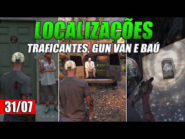 LOCALIZAÇÕES DIARIAS GUN VAN, TRAFICANTES E BAU DO NAUFRAGIO NO GTA ONLINE 31 07 2024