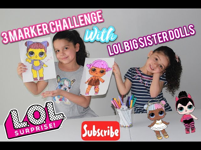 3 MARKER CHALLENGE WITH LOL DOLLS! #LOLDOLLS