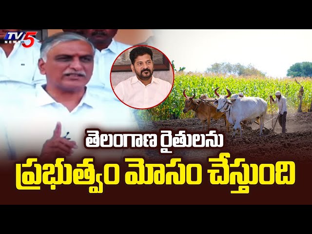 తెలంగాణ రైతులను  ప్రభుత్వం మోసం చేస్తుంది | Harish Rao Comments On Raithu Barosa | TV5