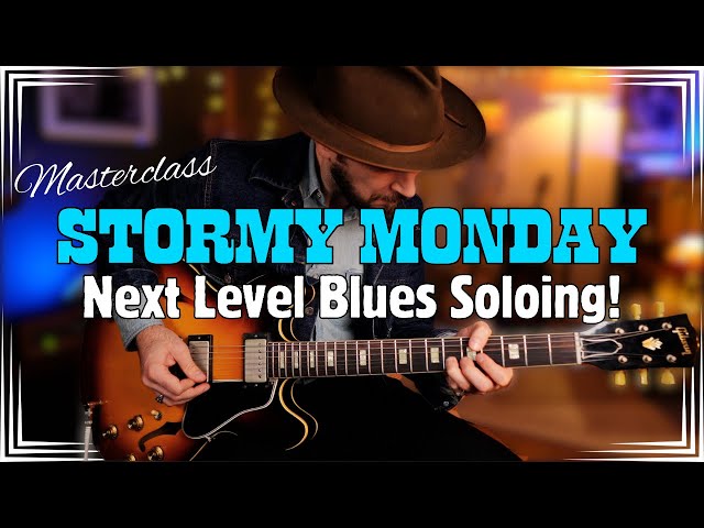 Stormy Monday Blues - soloing strategies! Pentatonics, Triads & Dissonant chords! Guitar lesson!