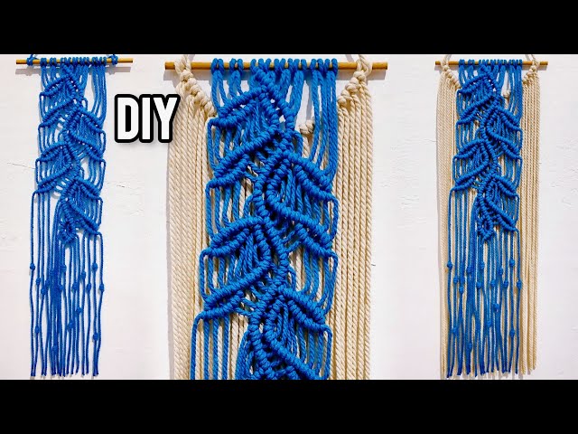 How to Make Macrame Long Leaf Wall Hanging, Minimal Vertical Narrow Art, Step by Step Tutorial #EP20