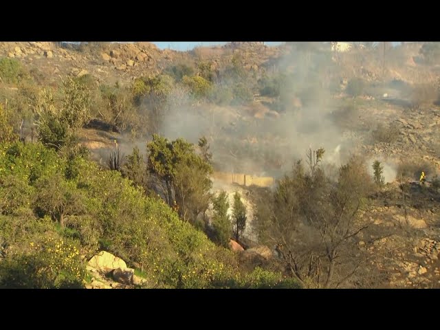 Multiple San Diego County fires burn on Tuesday morning during Red Flag Warning, high fire danger