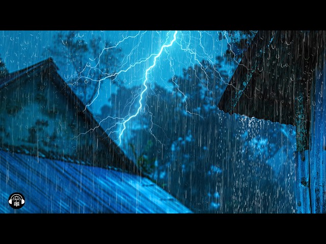 Fall Asleep Fast, Deep Sleep with Real Heavy Rainstorm & Mighty Thunder on Garden House| White Noise