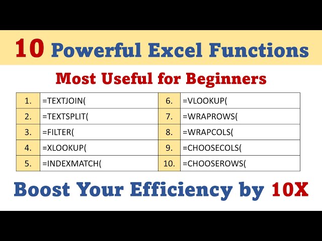 10 Powerful Excel Functions | Boost Efficiency by 10X | Learn Microsoft Excel 365 Functions