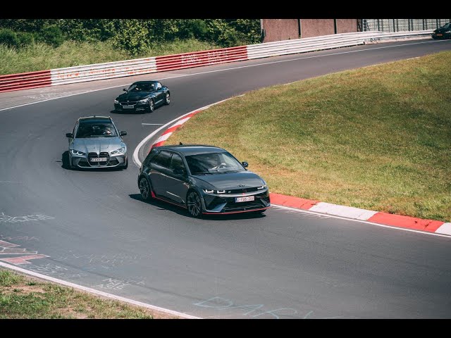 Crazy lap going trough traffic Ioniq 5N vs BMW M3 Nurburgring