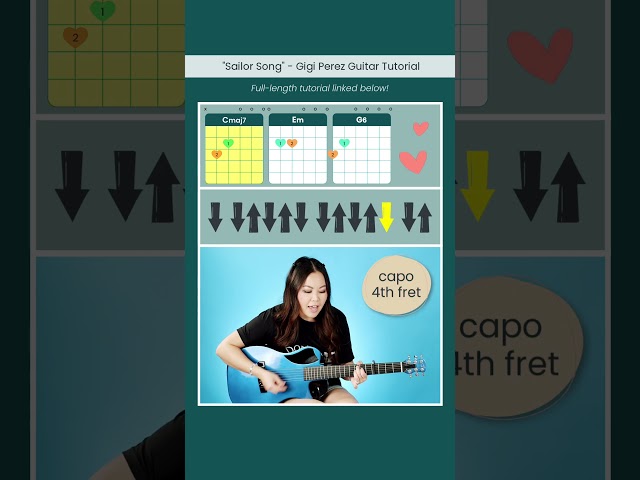 Sailor Song ⛵️ Gigi Perez EASY Guitar Tutorial 🎸 #shorts #guitarlesson #chords #strumming #cover