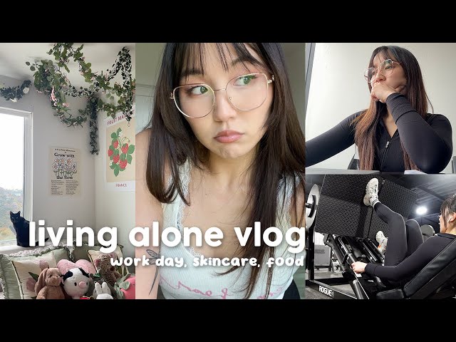 living alone vlog 🎧 productive work day, what i eat, skincare routines