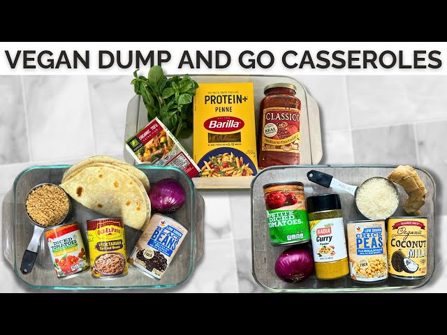 3 Easy Vegan Dump and Go Casseroles for LAZY and EASY nights!