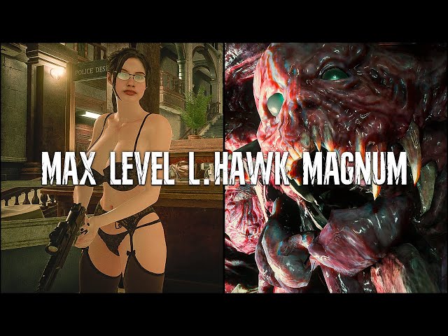 Resident Evil 2 Remake (CLAIRE B) - MAX LEVEL L. HAWK MAGNUM VS Bosses Gameplay