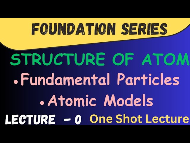 STRUCTURE OF ATOM CLASS 11TH For NEET & JEE | L- 0 | Fundamental Particles & Models@letmeteachchem