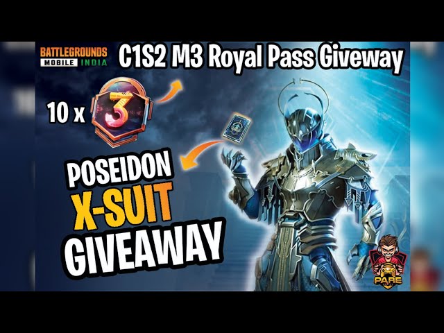 BGMI 10x C1S2 M3 ROYAL PASS GIVEAWAY | BGMI POSEIDON X-SUIT GIVEAWAY | BGMI | PAREGAMING #paregaming