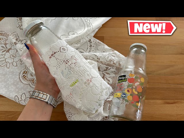 2 Great Ideas Made with Glass Bottles and Waste Curtain Tulle!