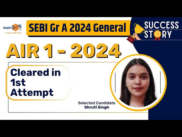 SEBI General 2024 Success story || Cleared SEBI Grade A in 1st attempt || Selected Candidate Shruti