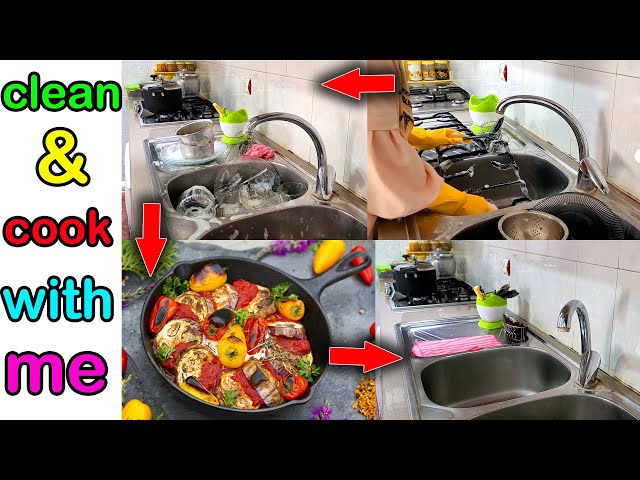 CLEAN WITH ME | wash dishes and cook with me | ASMR cleaning motivation #21