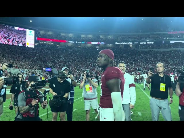 HUGE RAMMER JAMMER, Jalen Milroe celebrates beating Georgia