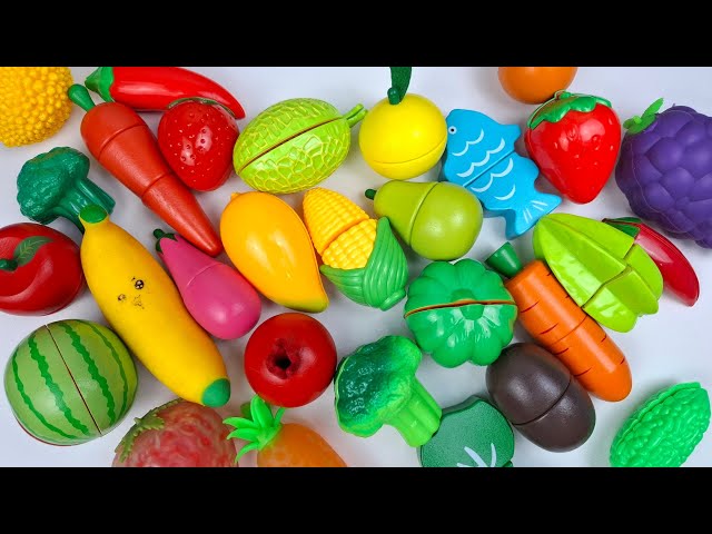 Cutting Plastic Fruit and Vegetables, Strawberry Banana | Plastic vs Squishy ASMR