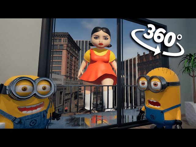 360° SQUID GAME VR GIANT DOLL in the City Found MINIONS! 🎎 Most DANGEROUS Hide and Seek! 😱