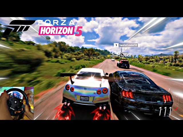 I_crashed_mustang with my Nissan GTR - R35 Forza horizon- 5 thurstmaster_TMX staring wheel,,#youtube