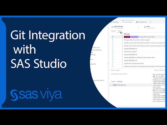 Git Integration in SAS Studio | SAS Viya Quick Start Tutorial