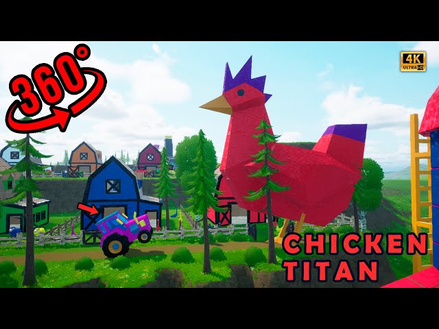 360 VR🐔 Chicken Drinks Red Milk to become Titan! | Children Song  #kidssong #farmlife #360video 🐣🐤🐥