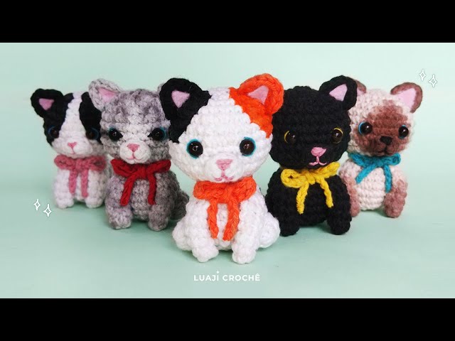 Mini Crochet Cat 🐱 | Minigurumis Collection | Amigurumi Cat Keychain Step-by-Step