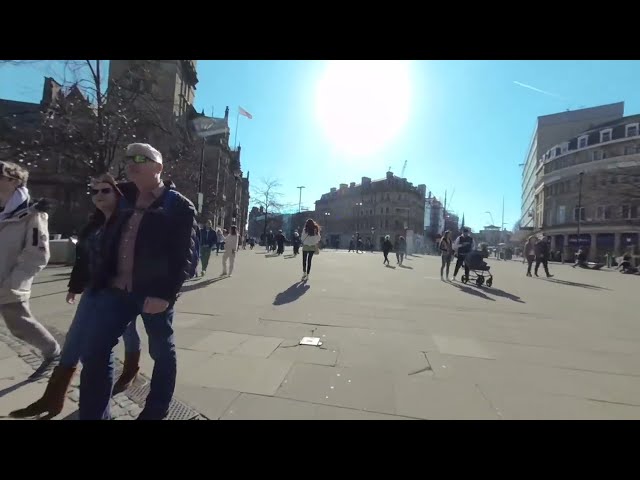 VR180° Walking in the city on a spring afternoon, Sheffield UK