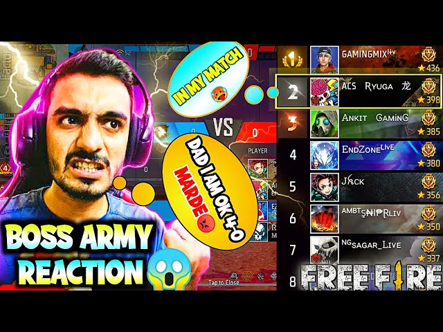 BOSS ARMY REACTION😱MY GAMPLAY😍ON LIVE || CS-RANKED REGION🌎TOP-2 BANDA IN MY OPPONENT🤯😱@BossArmy