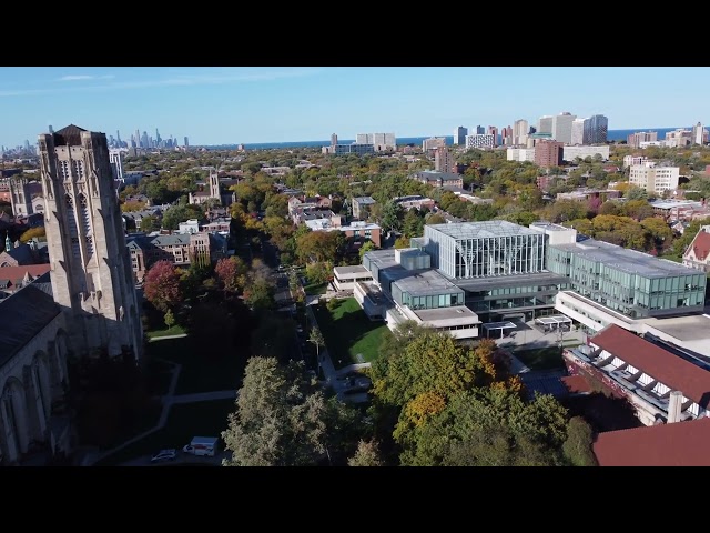 drone video of Midway Plaisance Park - Chicago, IL - 10.15.22 - next to U of Chicago