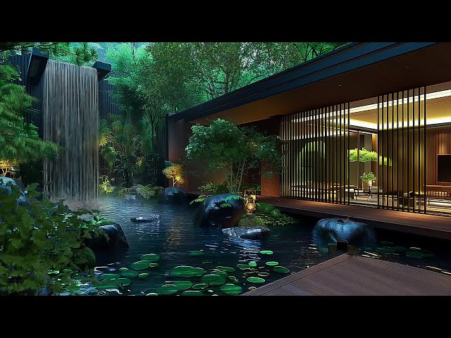 Tranquil Zen Garden 🍃 Soothing Bonfire, Gentle Stream & Waterfall for Meditation & Relaxation