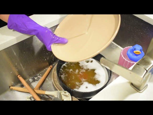 ASMR Washing dishes after cooking all day | Real time