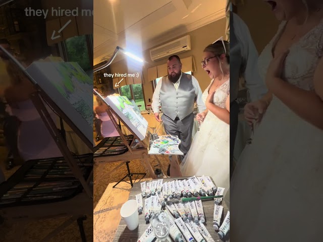 Professional artist reveals a live painting she did of a couple at their wedding!