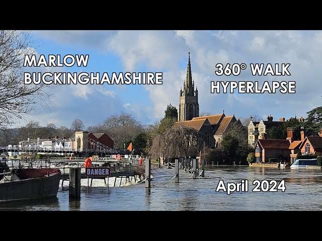 Marlow High Street on a Windy Day - 360° Walk (April 2024) - Hyperlapse