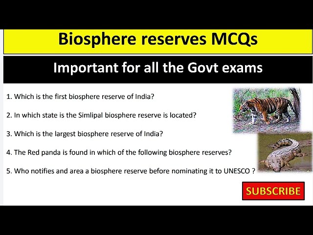 Biosphere reserves in India MCQs | Biosphere reserve Top MCQs| Important for all Govt exams