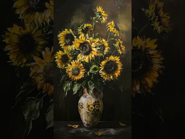 sunflowers in vase art  #artdecor #artfortv #artforyourhome #tvwallpaperbackground #tvartgallery