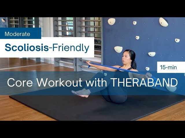 15-min Scoliosis-Friendly CORE Workout with THERABAND | Improve Your Spine Stability (MODERATE)