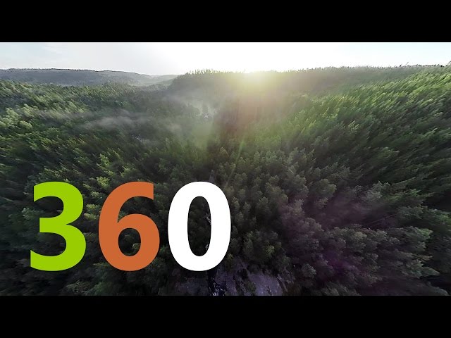 360° video | Waterfall in sunrise from multicopter