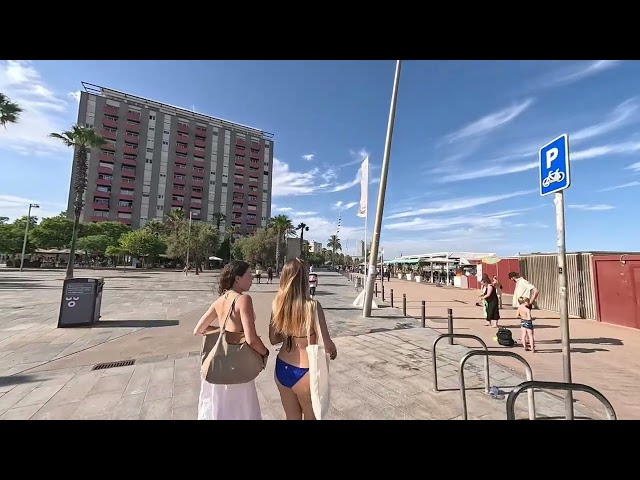 Walking vr video of Barcelona beach