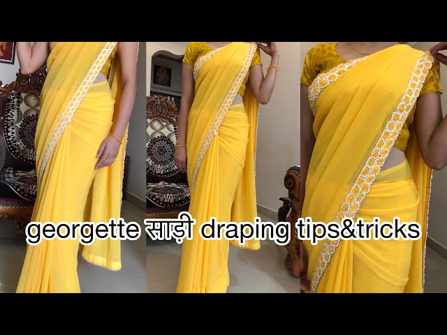 #palluसिर्फ़ 5 मिनट में georgette साड़ी पहनने का आसान तरीक़ा//How to wear georgette saree perfectly/