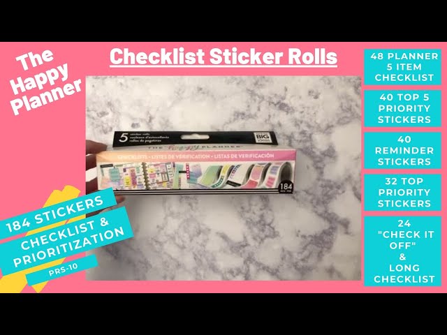 The Happy Planner Checklist Sticker Roll Flip Through -Daily Planner Prioitization-Me & My Big Ideas