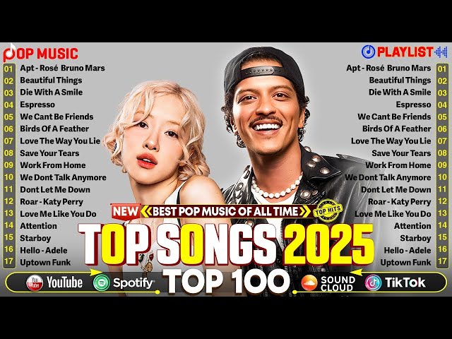 Bruno Mars, Maroon 5, Adele, Ed Sheeran, Dua Lipa, Rihanna, The Weeknd cover - Pop Music Mix 2025