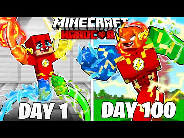 I Survived 100 Days as ELEMENTAL FLASH in HARDCORE Minecraft