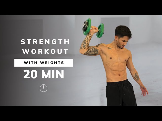 20 MIN INTENSE FULL BODY HIIT and STRENGTH Workout + Weights, Home Workout with Dumbbells