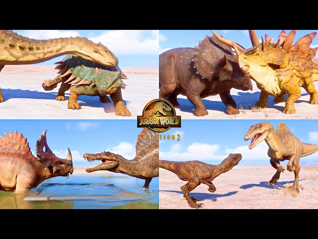 ALL MIXED SOCIAL ANIMATIONS OF DINOSAURS IN SECRET SPECIES PACK, JURASSIC WORLD EVOLUTION 2