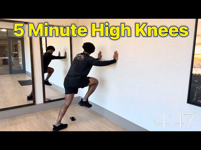 5-Minute Wall High Knees Challenge | Intense Cardio Workout